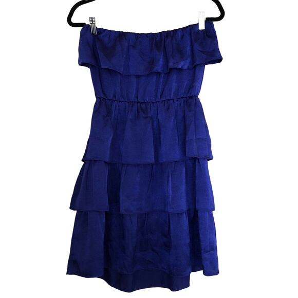 Laundry By Design Purple Strapless Tiered Dress - Size Small - Satin Ruffles - Picture 6 of 6